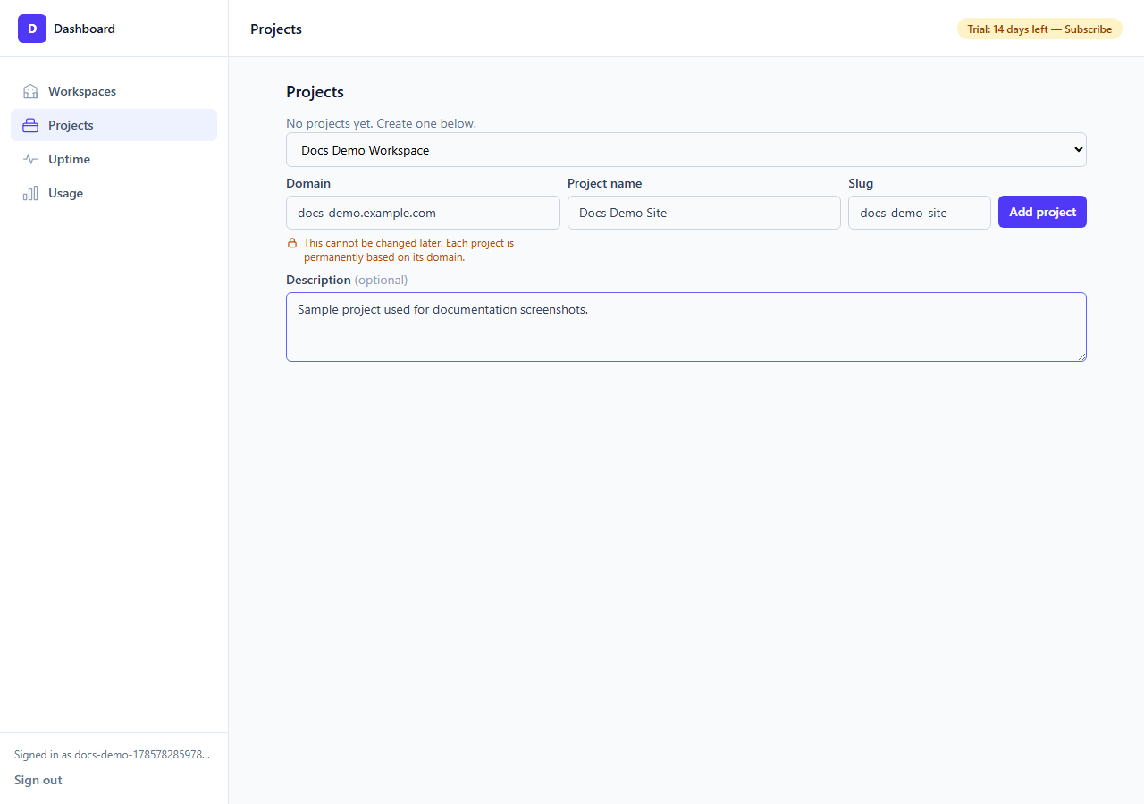 Add project form