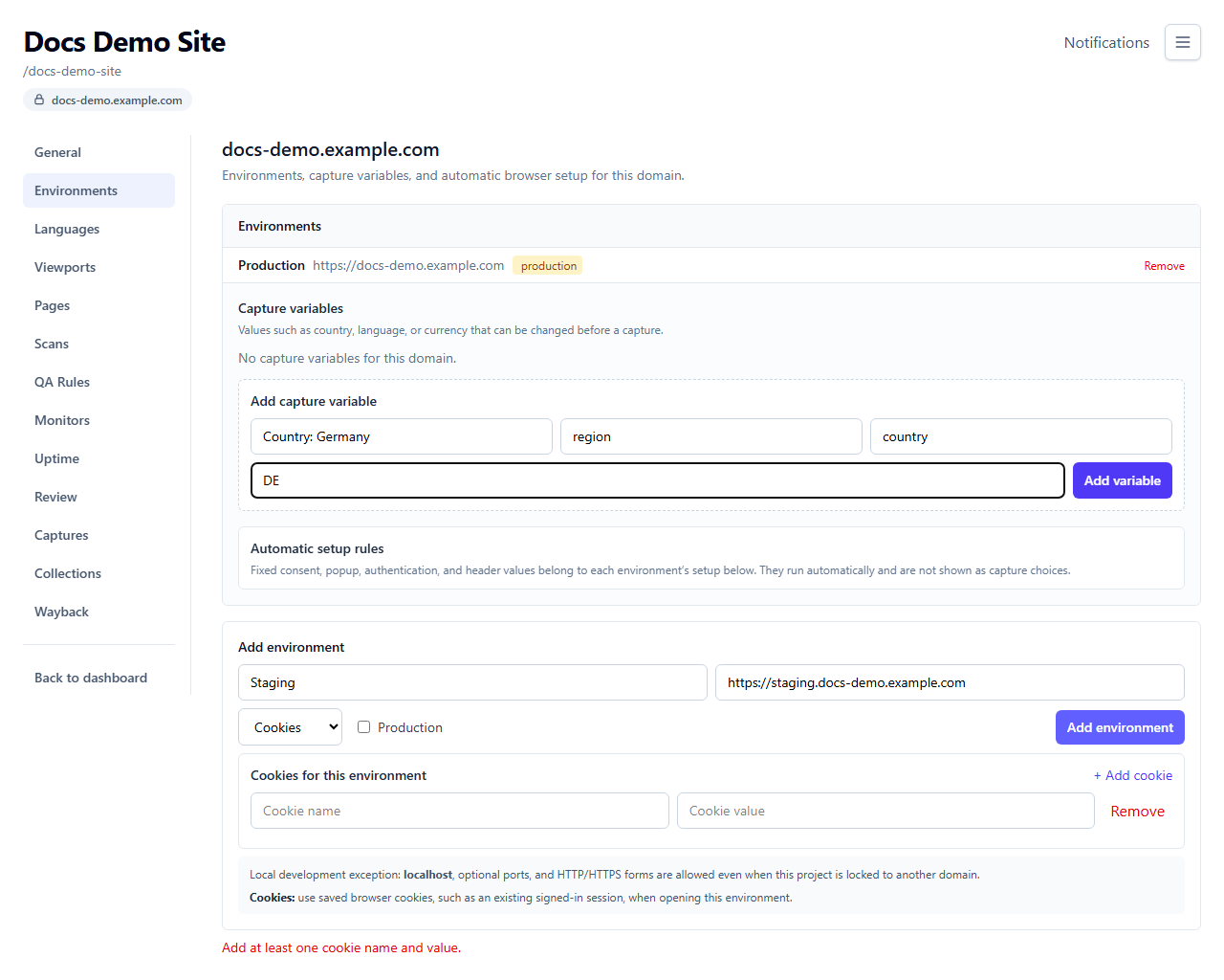 Add capture variable form